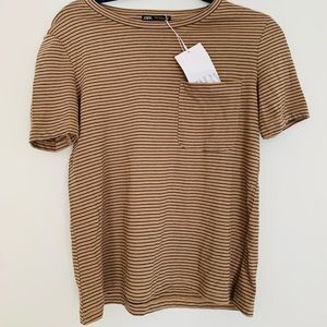 Brown and black striped basic shirt
